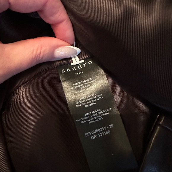 SANDRO LEATHER MIDI SKIRT IN BLACK PRELOVED - Picture 4 of 4